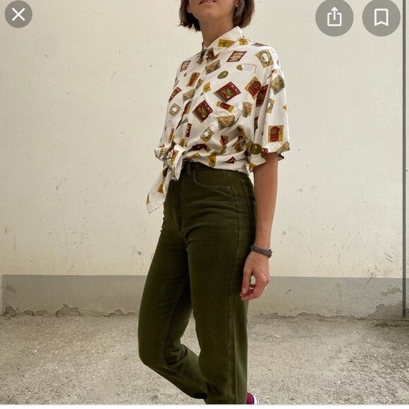 St. John's Bay Straight Leg Stretch Women's Olive Green Corduroy Pants Size 10 - Picture 15 of 16